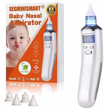 Aspirador Nasal para bebés,Aspiradores Nasales,Aspirador de Nasal Eléctrico,Pantalla LCD de carga USB con 5 niveles de succión 4 tamaños Puntas de silicona,Portátil aspirador nasal para Recién Nacidos