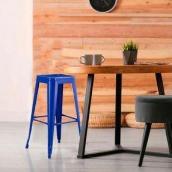 Taburete Alto Strong Thinia Home Azul Marino 77X43x43 Cm