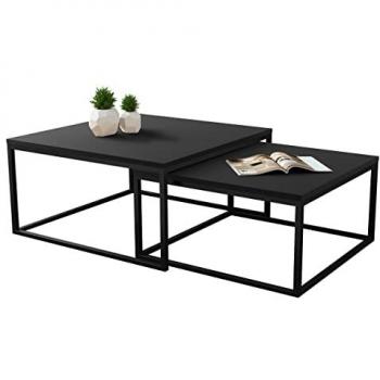 Conjunto mesa de centro angular Oswego 101, negro, aglomerado laminado, 76 x 76 x 39 cm
