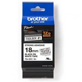 Brother TZe-S241 Labelling Tape Cassette, Black on White, 18mm