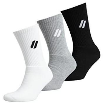 Calcetines Coolmax Crew Multicolor para hombre - Superdry, 3 pares (negro, gris claro, blanco), talla S-M