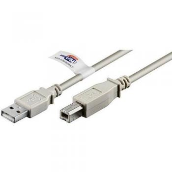 Cable USB 2.0 Hi-Speed A-B Certificado, 3 m, Color Gris