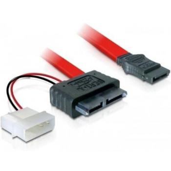 Cable SATA Slimline 13 Pin Hembra + 2 Pin Molex Alimentación a SATA 7 Pin Macho - 30 cm DeLock