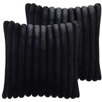 Conjunto de 2 cojines decorativos de tela suave negro 45 x 45 cm Rakya