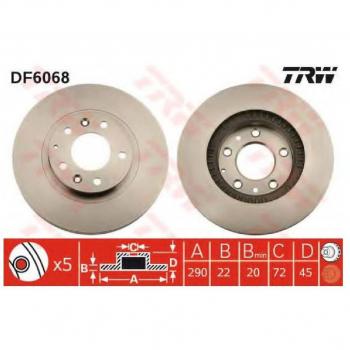 Disco de freno ventilado TRW DF6068 para Mazda MX-5 3