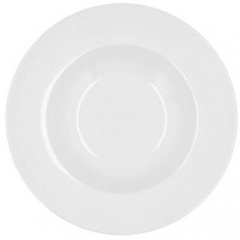 BIDASOA GLACIAL ALA ANCHA Plato Hondo Porcelana 23,5CM Blanco Brillo Acabado profesional de alta resistencia Reforzado especial hostelería Apilable Extra resistente Apto Microondas Apto