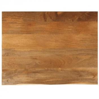 Tablero de mesa borde natural madera maciza mango 100x80x3,8 cm Marrón