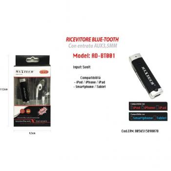 Kit de Auriculares Bluetooth con Adaptador Jack 3,5mm para Smartphone Maxtech AD-BT001