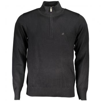 U.S. Polo Assn. Men's Elegant Half Zip Sweater with Embroidery Detail - Black, Size: XXL