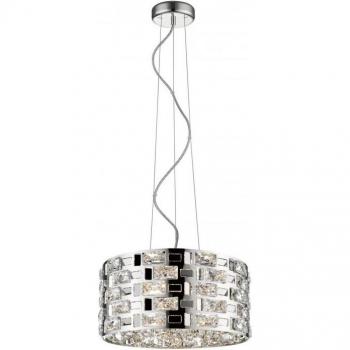 Lámpara colgante Lola Chrome de 5 bombillas, diámetro 18cm, cristal cromado