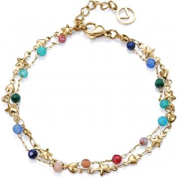 Pulsera Viceroy Kiss de acero Ip dorado doble con piedras naturales de colores