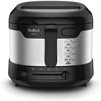 Tefal FF215D Uno M Freidora 1600 W Capacidad de 1 kg Sin Aceite 1.8L Independiente Negro, Acero Inoxidable