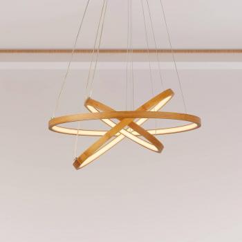 Lámpara Colgante LED Eternidad, Dorada, Bambú, Ø 50 cm