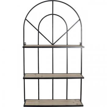 Estantería de pared en metal y pino con diseño elegante y funcional