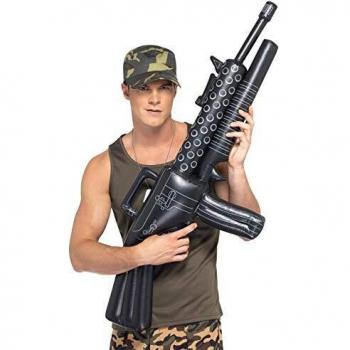 Smiffy's-39512 Ametralladora Hinchable, 112cm, Color Negro, No es Applicable