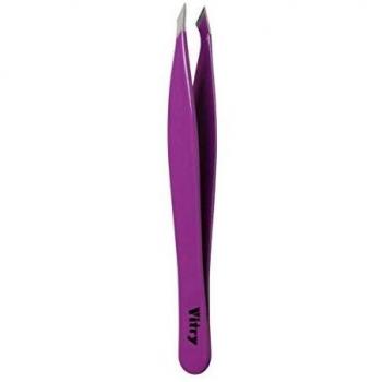 Vitry Colored Stainless Steel Yatagan Tweezers with Slanted Tips 9cm