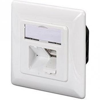 Toma de conexión DIGITUS Cat-5e - 2 puertos RJ45 - toma de red empotrada - alimentación horizontal - compatible con diseño - blanco puro