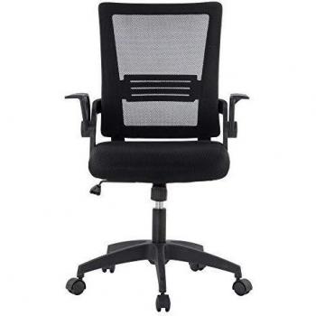 Silla de Oficina con Asiento Acolchado y Respaldo de Malla Negra Techly ICA-CT MC003BK