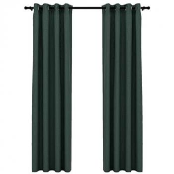 Cortinas Opacas con Ojales Look de Lino 2 Piezas 140x225 cm Color Antracita, Azul, Gris y Verde para Salón, Sala de Estar, Dormitorio y Oficina