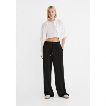 Soft-Touch Black Palazzo Trousers XS