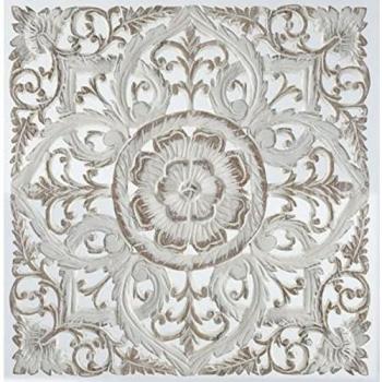 Decoración de Pared DKD Home Decor Blanco Mandala Madera MDF (60 x 2 x 60 cm)