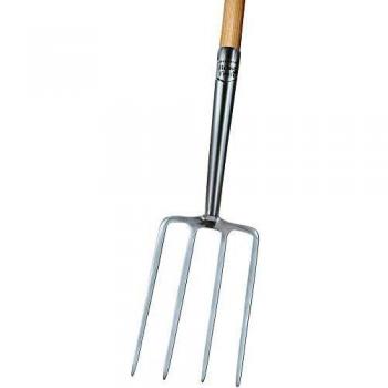Horquilla de acero inoxidable 4 dientes con mango en forma T, 85 cm