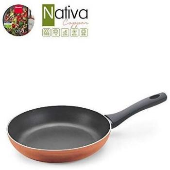 Metaltex NATIVA Copper-Sartén Aluminio Forjado, 20 cm, 2 Capas Antiadherente, Full Induction válido para Todo Tipo de cocinas, Acabado en Color Cobre