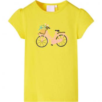 Camiseta infantil amarilla 104 con estampado de bicicleta, manga corta