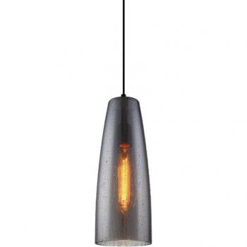 Lámpara colgante moderna Tabby Black - Lámpara colgante negra de 1 luz con pantalla ahumada, tipo de casquillo E27