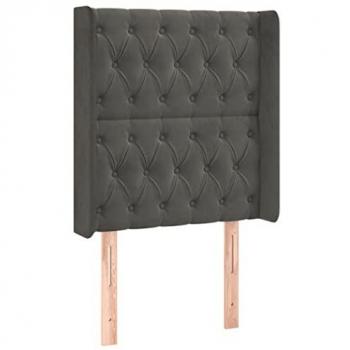 Cabecero con LED de terciopelo gris oscuro 83x16x118/128 cm