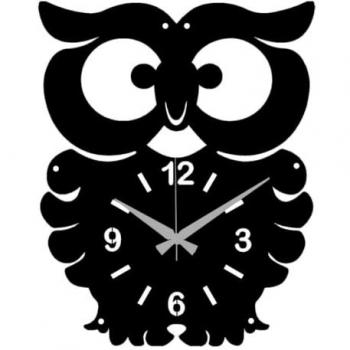 Reloj de Pared Búho de Metal Negro - 32x0,15x40 cm