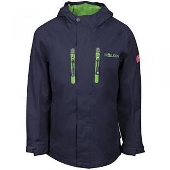 Trollkids Chaleco Impermeable para Niños Sognefjord, Color Azul Marino/Verde Talla 10 años