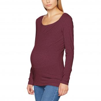 Mamalicious Mlemmely Nell L/S Jersey Top Nf A V, Camiseta De Manchas Largas Premamá para Mujer, Rojo