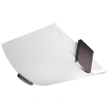 Plafón LED EMILIO E27 Madera/Vidrio Blanco/Wengué 2 Bombillas Aplique de Techo Interior