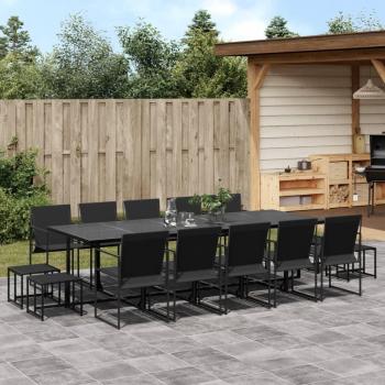 15-Piece Black Textilene Garden Dining Set