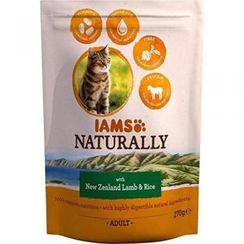 IAMS Naturally - Comida seca para gatos adultos con cordero y arroz de Nueva Zelanda, 270 g