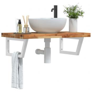 Estante de lavabo de pared acero y madera maciza de acacia Vidaxl Marrón
