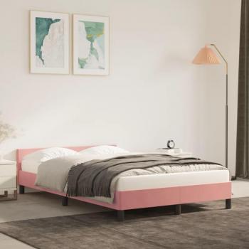 Cama con cabecero de terciopelo rosa 120x200 cm