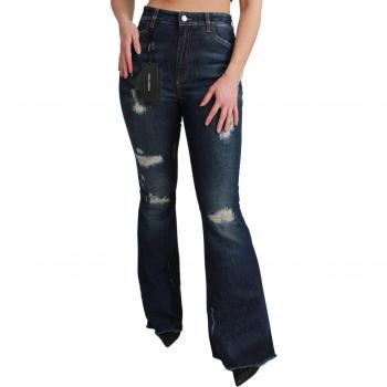 Dolce & Gabbana Blue Denim Cotton Stretch Flared Jeans - IT42|M, Female, Size: S