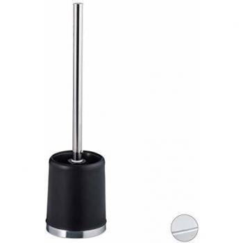 Set de Accesorios para Baño Relaxdays - Escobilla de WC con Soporte Redondo, Cabezal Intercambiable, 37 cm, Negro
