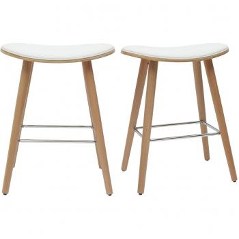 Set de 2 taburetes de cocina de madera clara y blanco 65 cm MEADOW