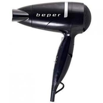 BEPER 40.978 Secador de pelo, Mango plegable,1600 W, Motor DC,2 Velocidad,2 Temperature, Negro