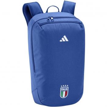 Mochila de fútbol Italia adidas con compartimento principal amplio, bolsillo frontal con cremallera, correas ajustables y acolchadas, diseño inspirado en la selección italiana, material resistente al agua