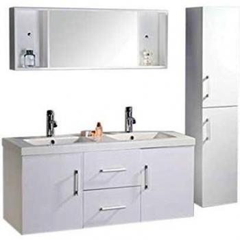 Mueble de Baño Blanco 120 cm con Columna y Lavabo Incluido - White Malibú