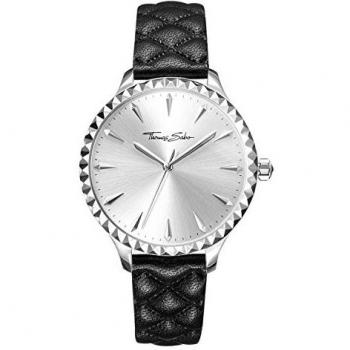 Ladies THOMAS SABO Rebel at Heart Black Leather Watch, Gray, Size: ONE SIZE