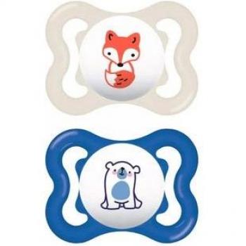 MAM Chupete Supreme 2-6 meses, Silicona, Escudo con Orificios extra grandes para Pieles Sensibles, 2 Uds, Caja Autoesterilizadora