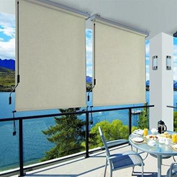 Toldo Vertical Impermeable para Terraza 140 x 250 cm - Beige - con Cofre Exterior - SONGMICS