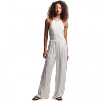 Superdry Women's Vintage Embroidered Jumpsuit in Off White