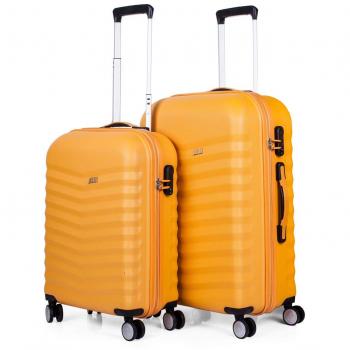 JASLEN - Juego Set 2 Maletas Trolley 50/60 cm ABS. Rígidas, Resistentes y Ligeras. Mango telescópico, 4 Ruedas Dobles. Candado Integrado. Pequeña Low Cost. 52615, Color Mostaza