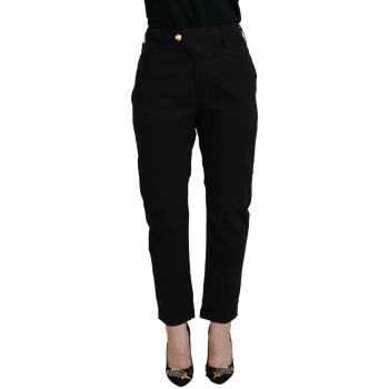 Black Cotton Baggy High Waist Women Pants - W27